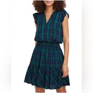 Vineyard Vines plaid smocked ruffle dress New sz XL